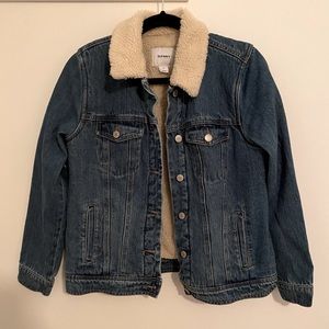 Oversized Sherpa Lined Fuzzy Denim Jacket